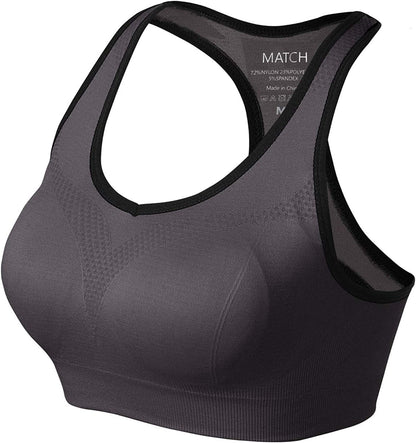Womens Sports Bra Wirefree Seamless Padded Racerback Yoga Bra for Workout Gym Activewear with Removable Pads #0001 Gray Brown / Large
