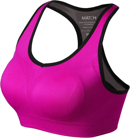 Womens Sports Bra Wirefree Seamless Padded Racerback Yoga Bra for Workout Gym Activewear with Removable Pads #0001 Plum / Large
