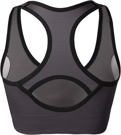 Womens Sports Bra Wirefree Seamless Padded Racerback Yoga Bra for Workout Gym Activewear with Removable Pads #0001