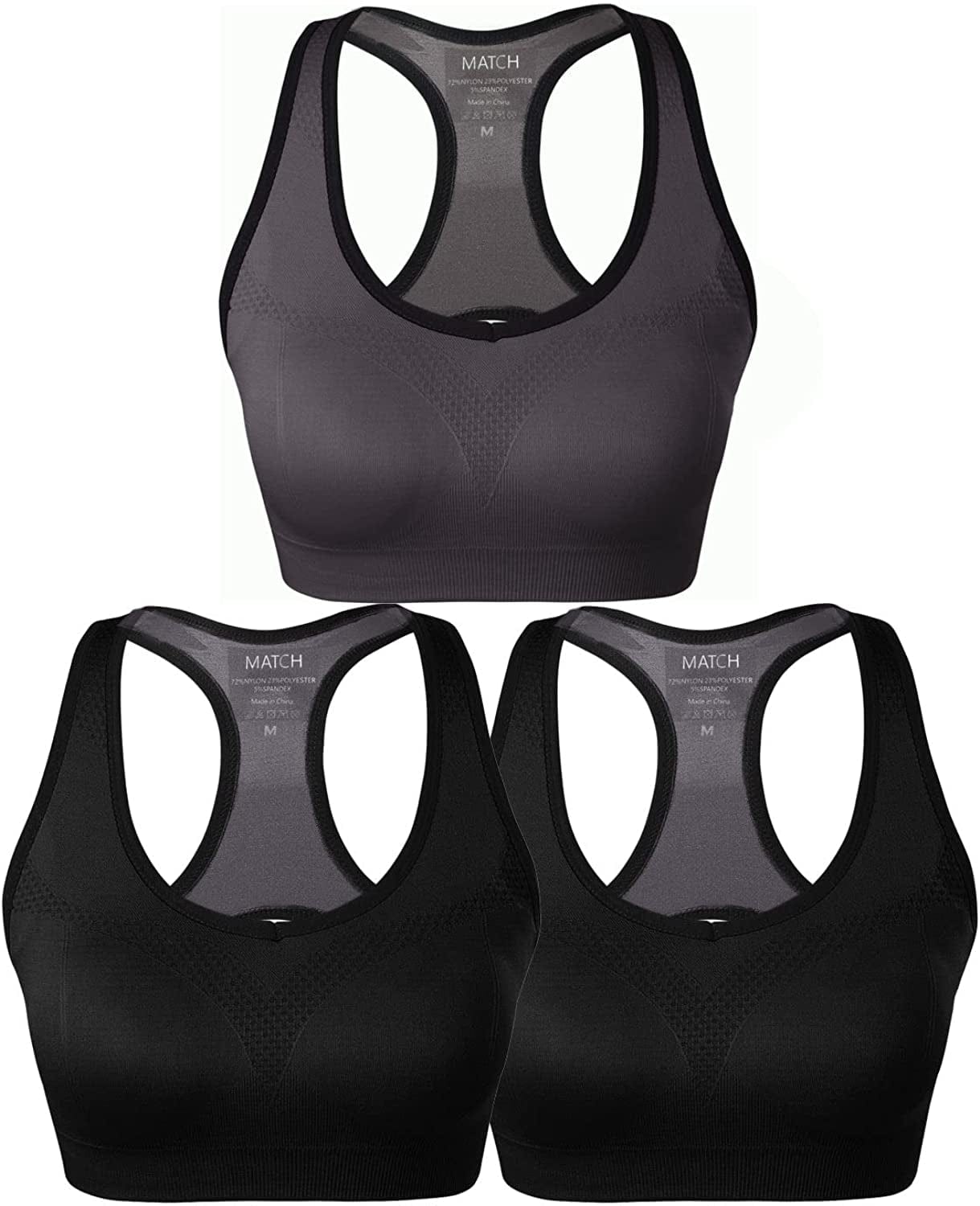 Womens Sports Bra Wirefree Seamless Padded Racerback Yoga Bra for Workout Gym Activewear with Removable Pads #0001