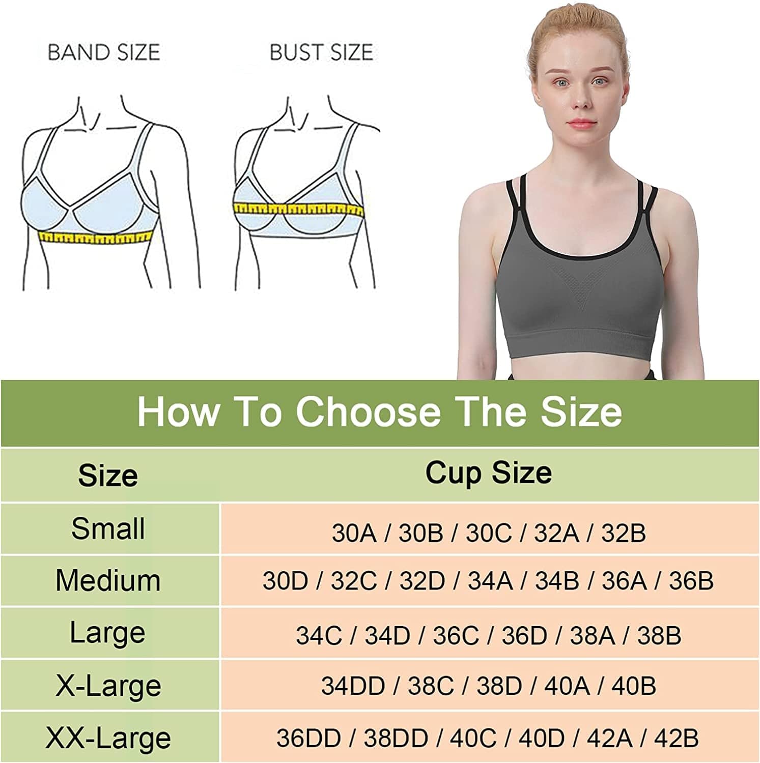 Womens Sports Bras - Cross Back Padded Wirefree Comfort Workout Bras for Yoga Fitness 3 Pack
