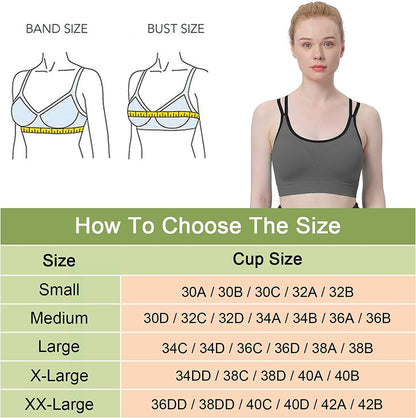 Womens Sports Bras - Cross Back Padded Wirefree Comfort Workout Bras for Yoga Fitness 3 Pack