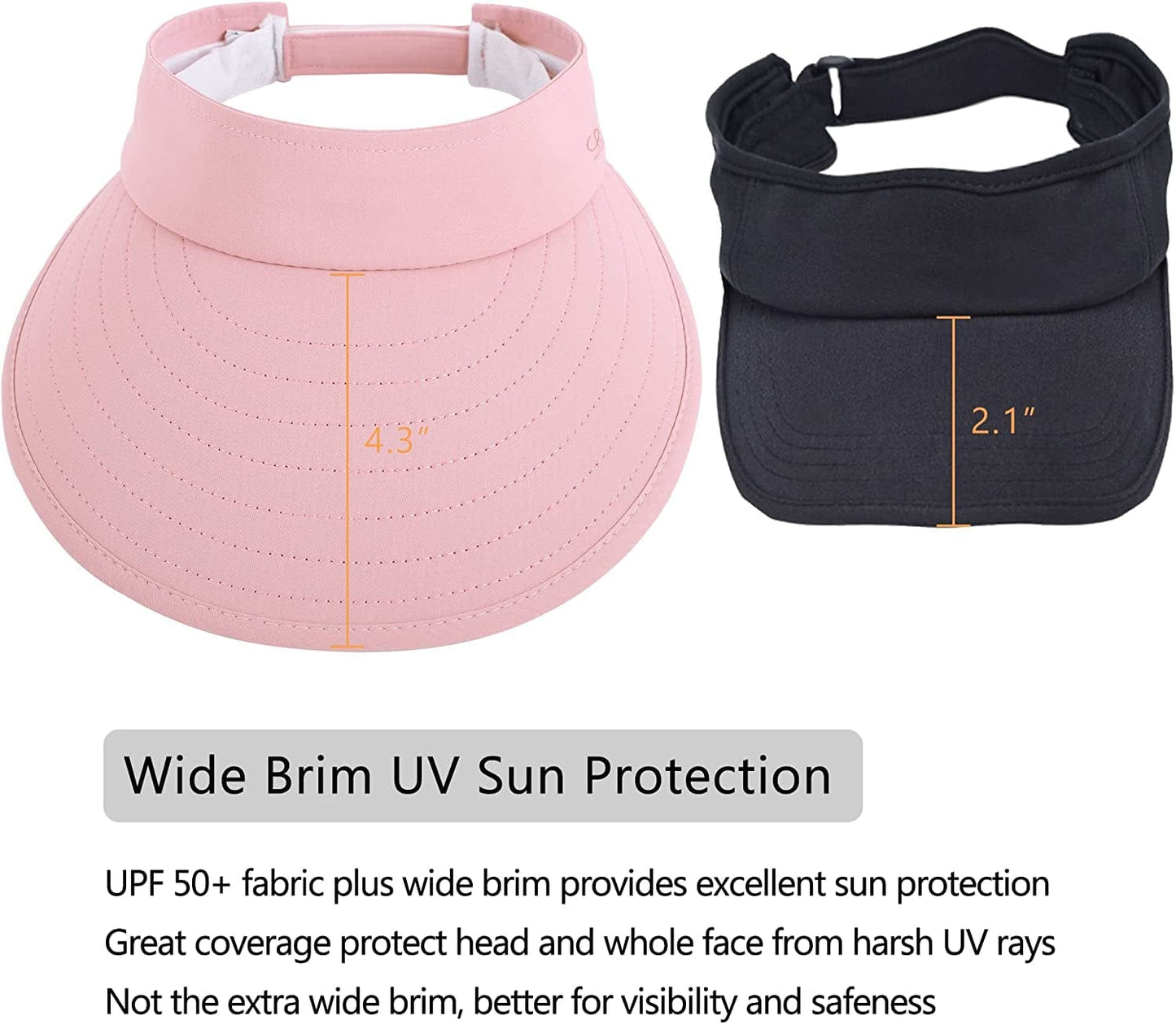 Womens Sun Hat, 2 in 1 Zip-Off Sun Protection Visor Beach Hat for Women, Packable Golf Hat Apparel & Accessories > Clothing Accessories > Hats KYLIE MAX   