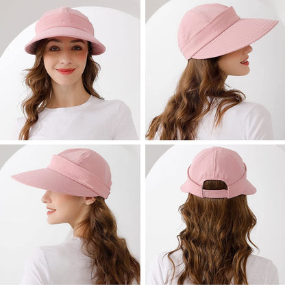 Womens Sun Hat, 2 in 1 Zip-Off Sun Protection Visor Beach Hat for Women, Packable Golf Hat Apparel & Accessories > Clothing Accessories > Hats KYLIE MAX   