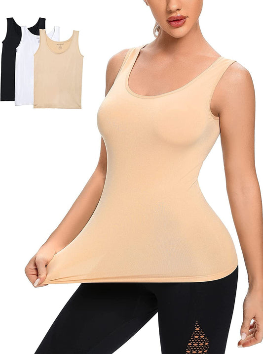 Womens Tank Tops Seamless Black White Gray Nude Black White Nude-3 Pack / Medium