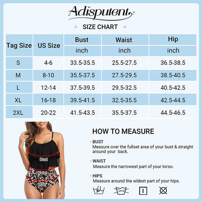 Womens Tankini Swimsuits Ruffled Tank Top Tummy Control Floral Modest Swimwear High Waisted Bikini Two Piece Bathing Suits