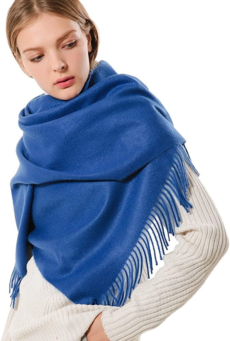 Womens Thick Soft Wool Pashmina Shawl Wrap Scarf - OHAYOMI Warm Solid Color Stole Apparel & Accessories > Clothing Accessories > Scarves & Shawls OHAYOMI Royal Blue  