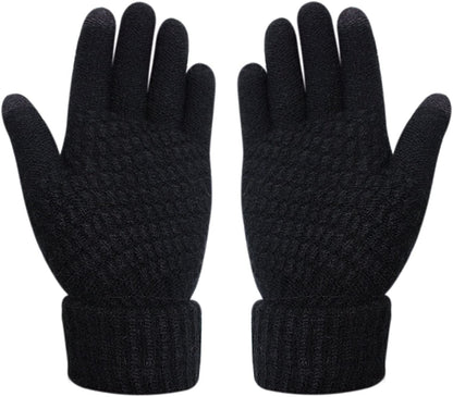 Womens Touch Screen Warm Soft Winter Knit Texting Gloves Cute Fashion Mittens for Smartphone Apparel & Accessories > Clothing Accessories > Gloves & Mittens JUMISEE Black  