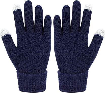 Womens Touch Screen Warm Soft Winter Knit Texting Gloves Cute Fashion Mittens for Smartphone Apparel & Accessories > Clothing Accessories > Gloves & Mittens JUMISEE Navy Blue  