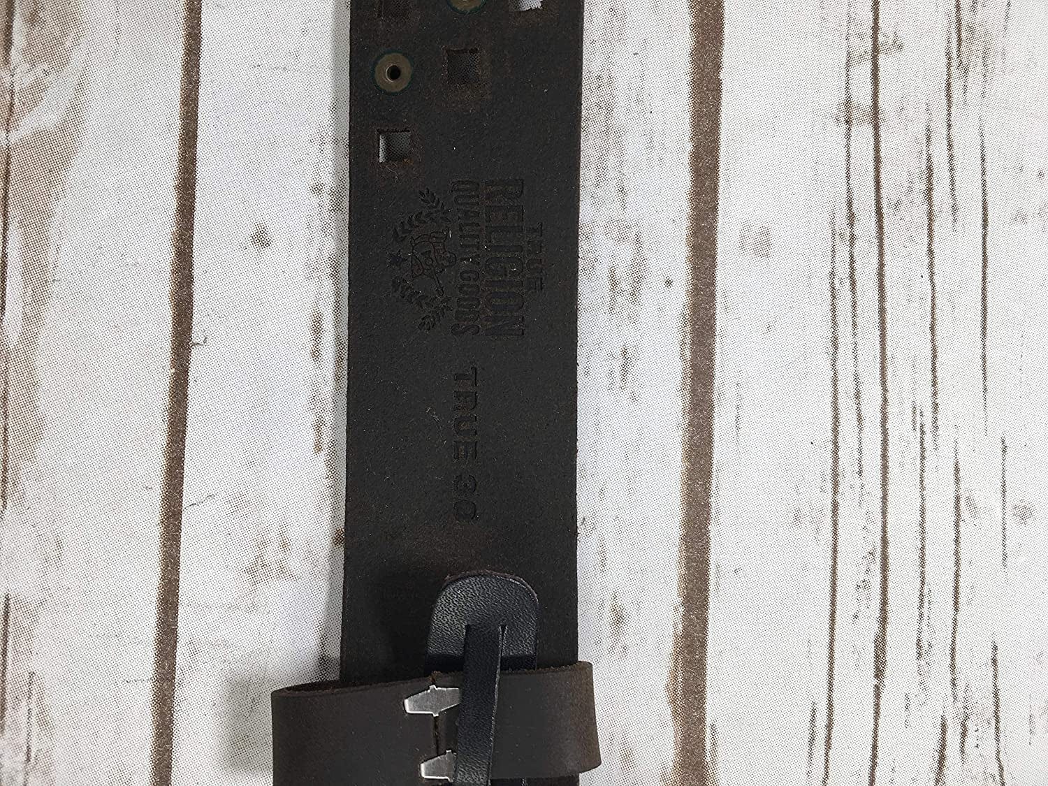 Womens True Religion Jeans Leather Belt Brown Studded Buddha Hardware Logo Horseshoe Buckle Apparel & Accessories > Clothing Accessories > Belts True Religion   
