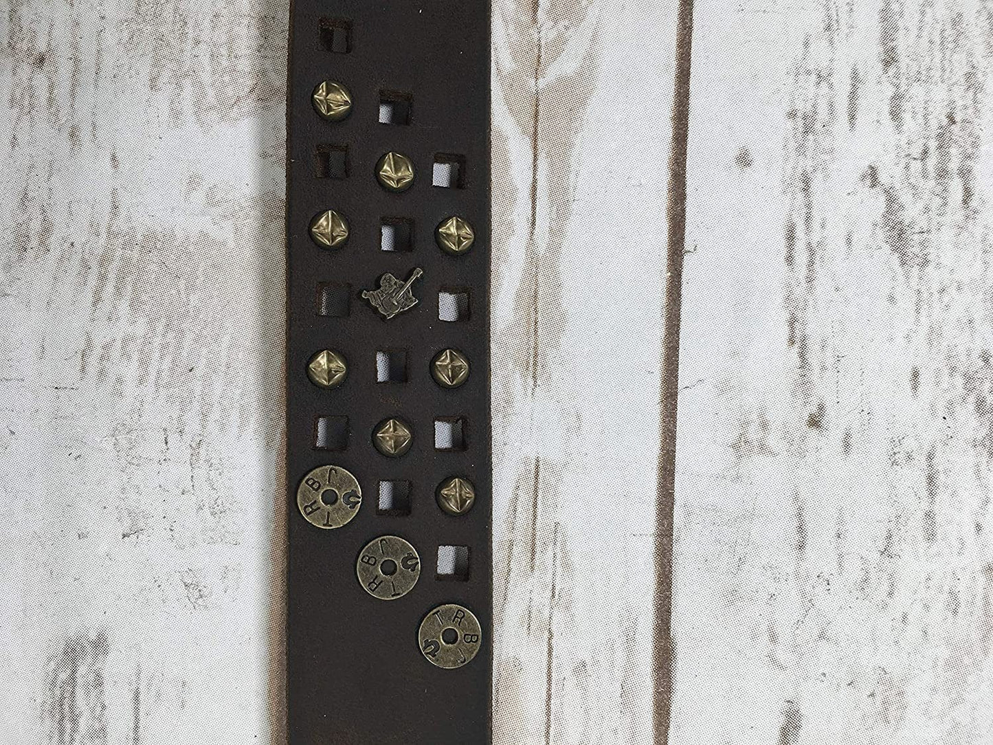 Womens True Religion Jeans Leather Belt Brown Studded Buddha Hardware Logo Horseshoe Buckle Apparel & Accessories > Clothing Accessories > Belts True Religion   