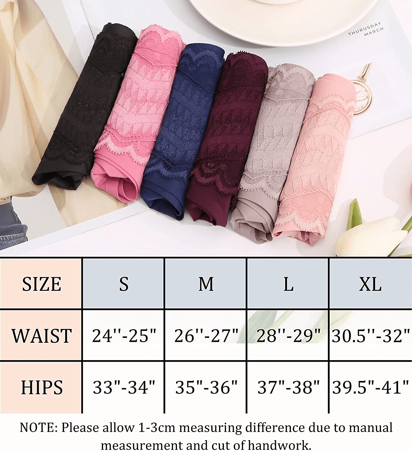 Womens Underwear Seamless Soft Stretch Lace Bikini Laser Cut Hipster Panties No Show Underwear Cheeky 6 Pack S-XL Apparel & Accessories > Clothing > Underwear & Socks > Underwear Take Talk   