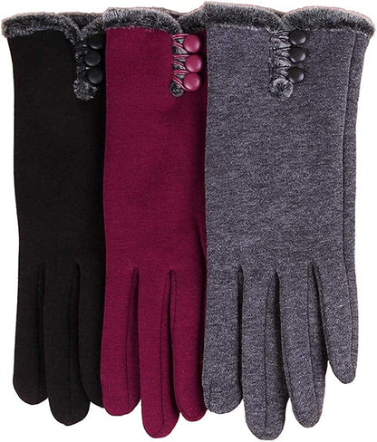 Womens Winter Gloves Warm Lined Touch Screen Driving Gloves (1Pack/2Pack/3Pack) Apparel & Accessories > Clothing Accessories > Gloves & Mittens T-GOTING Zz-black & Burgundy & Grey (3 Pairs)  