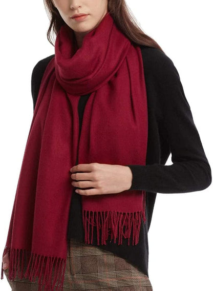 Womens Winter Scarf Cashmere Feel Pashmina Shawl Wraps Soft Warm Blanket Scarves for Women Apparel & Accessories > Clothing Accessories > Scarves & Shawls No 06-burgundy One Size 