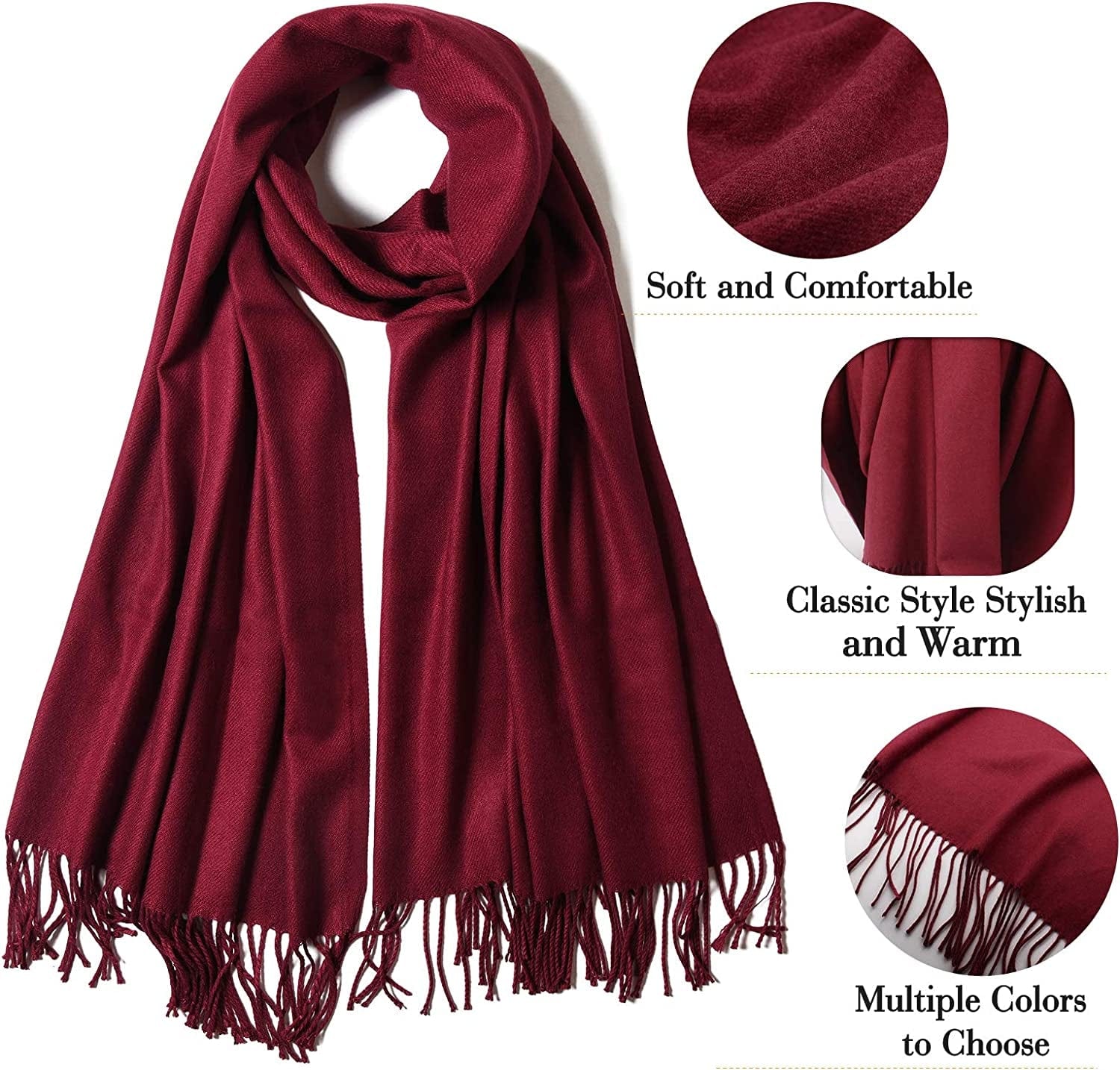 Womens Winter Scarf Cashmere Feel Pashmina Shawl Wraps Soft Warm Blanket Scarves for Women Apparel & Accessories > Clothing Accessories > Scarves & Shawls No   