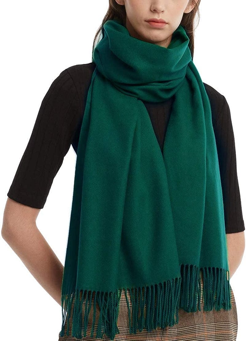 Womens Winter Scarf Cashmere Feel Pashmina Shawl Wraps Soft Warm Blanket Scarves for Women Apparel & Accessories > Clothing Accessories > Scarves & Shawls No 19-green One Size 