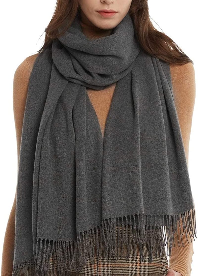 Womens Winter Scarf Cashmere Feel Pashmina Shawl Wraps Soft Warm Blanket Scarves for Women Apparel & Accessories > Clothing Accessories > Scarves & Shawls No Dark Grey One Size 
