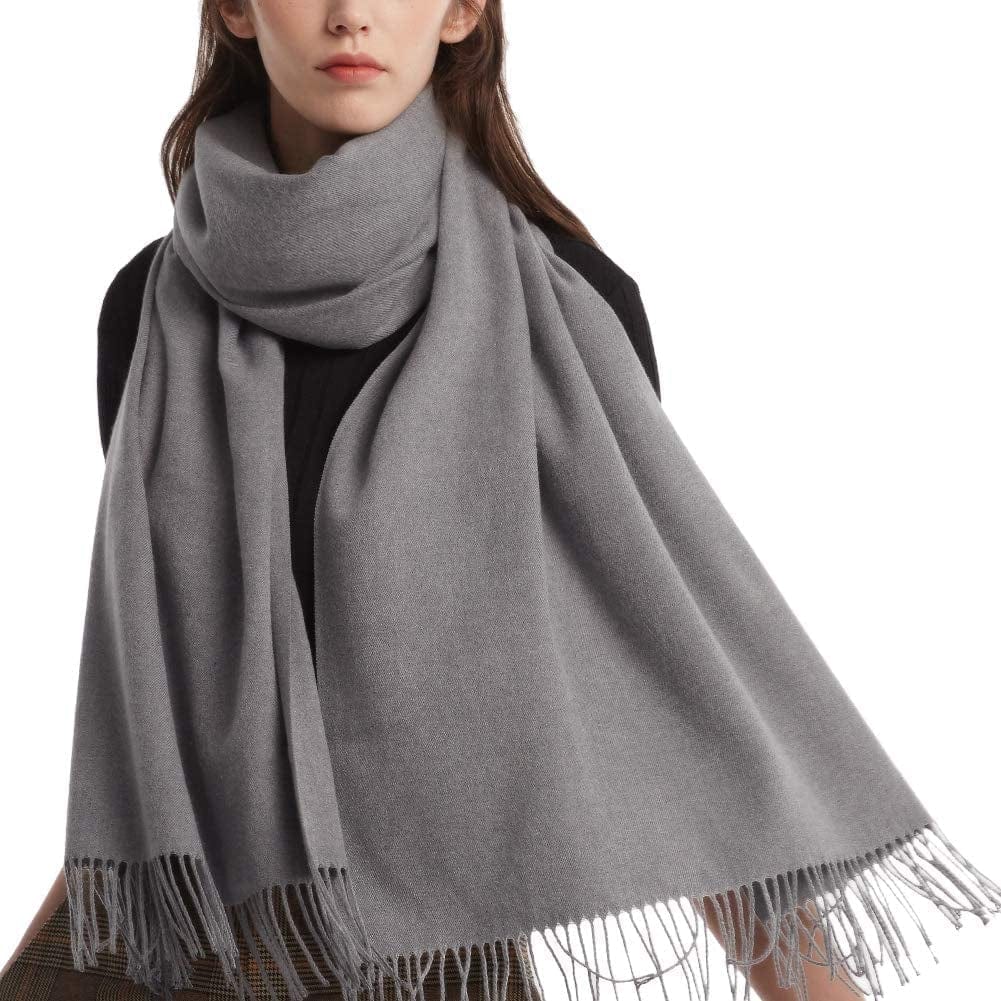 Womens Winter Scarf Cashmere Feel Pashmina Shawl Wraps Soft Warm Blanket Scarves for Women Apparel & Accessories > Clothing Accessories > Scarves & Shawls No Light Grey One Size 