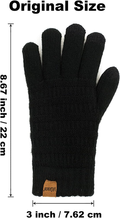 Womens Winter Touchscreen Gloves Cable Knit Warm Lined 3 Fingers Dual-Layer Touch Screen Texting Mitten Glove for Women Apparel & Accessories > Clothing Accessories > Gloves & Mittens ViGrace   