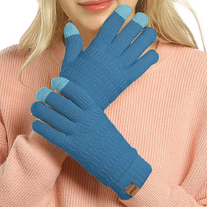 Womens Winter Touchscreen Gloves Cable Knit Warm Lined 3 Fingers Dual-Layer Touch Screen Texting Mitten Glove for Women Apparel & Accessories > Clothing Accessories > Gloves & Mittens ViGrace Blue  