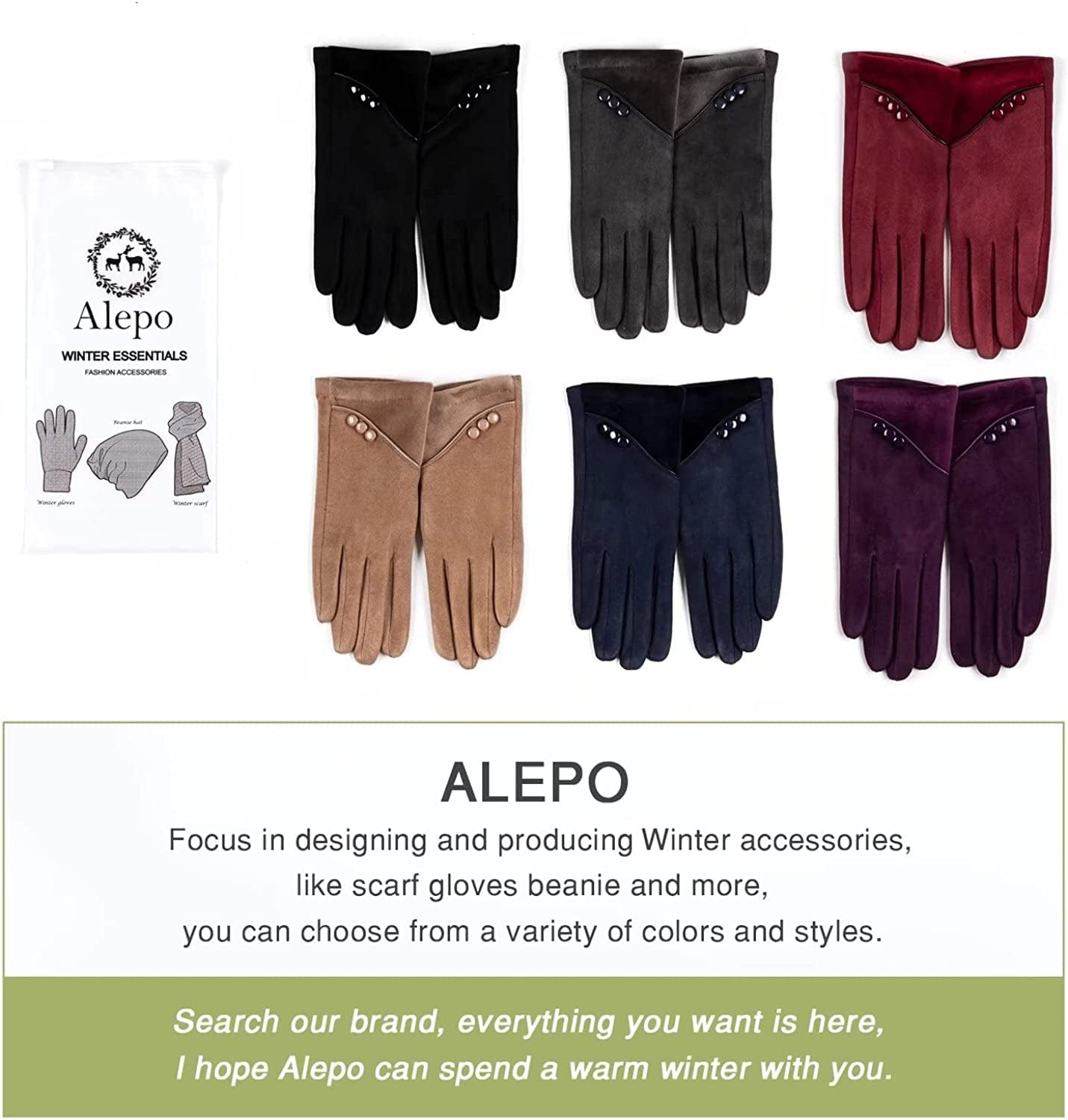Womens Winter Warm Gloves with Sensitive Touch Screen Texting Fingers, Fleece Lined Windproof Gloves Apparel & Accessories > Clothing Accessories > Gloves & Mittens Alepo   