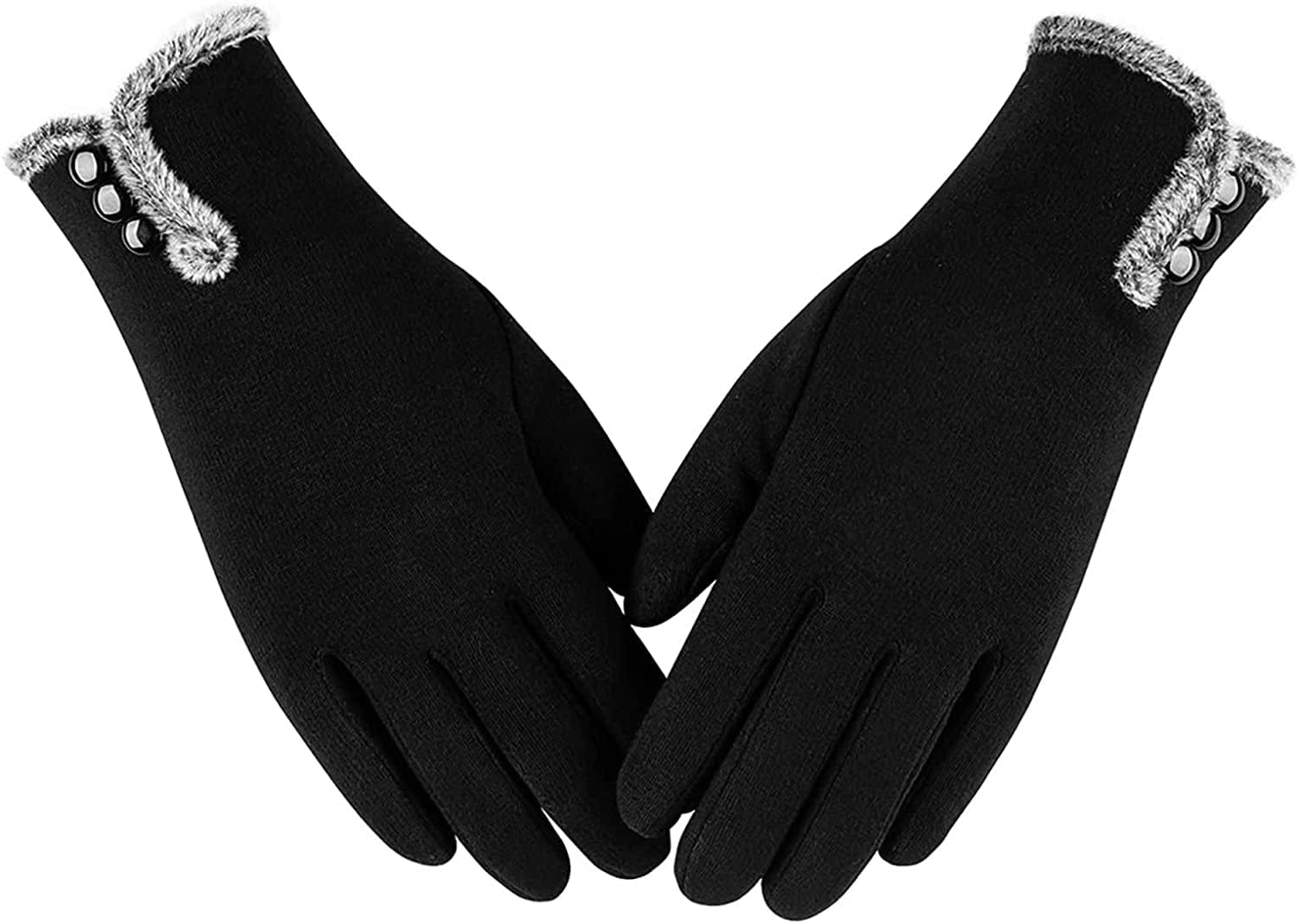 Womens Winter Warm Gloves with Sensitive Touch Screen Texting Fingers, Fleece Lined Windproof Gloves Apparel & Accessories > Clothing Accessories > Gloves & Mittens Alepo Black Medium 
