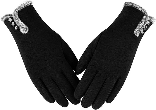 Womens Winter Warm Gloves with Sensitive Touch Screen Texting Fingers, Fleece Lined Windproof Gloves Apparel & Accessories > Clothing Accessories > Gloves & Mittens Alepo Black Medium
