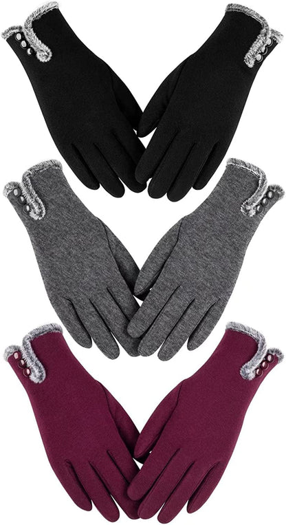 Womens Winter Warm Gloves with Sensitive Touch Screen Texting Fingers, Fleece Lined Windproof Gloves Apparel & Accessories > Clothing Accessories > Gloves & Mittens Alepo Black Gray Burgundy Large 