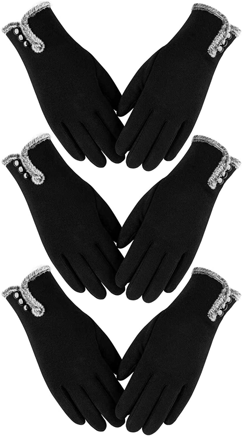 Womens Winter Warm Gloves with Sensitive Touch Screen Texting Fingers, Fleece Lined Windproof Gloves Apparel & Accessories > Clothing Accessories > Gloves & Mittens Alepo Black Black Black Medium 