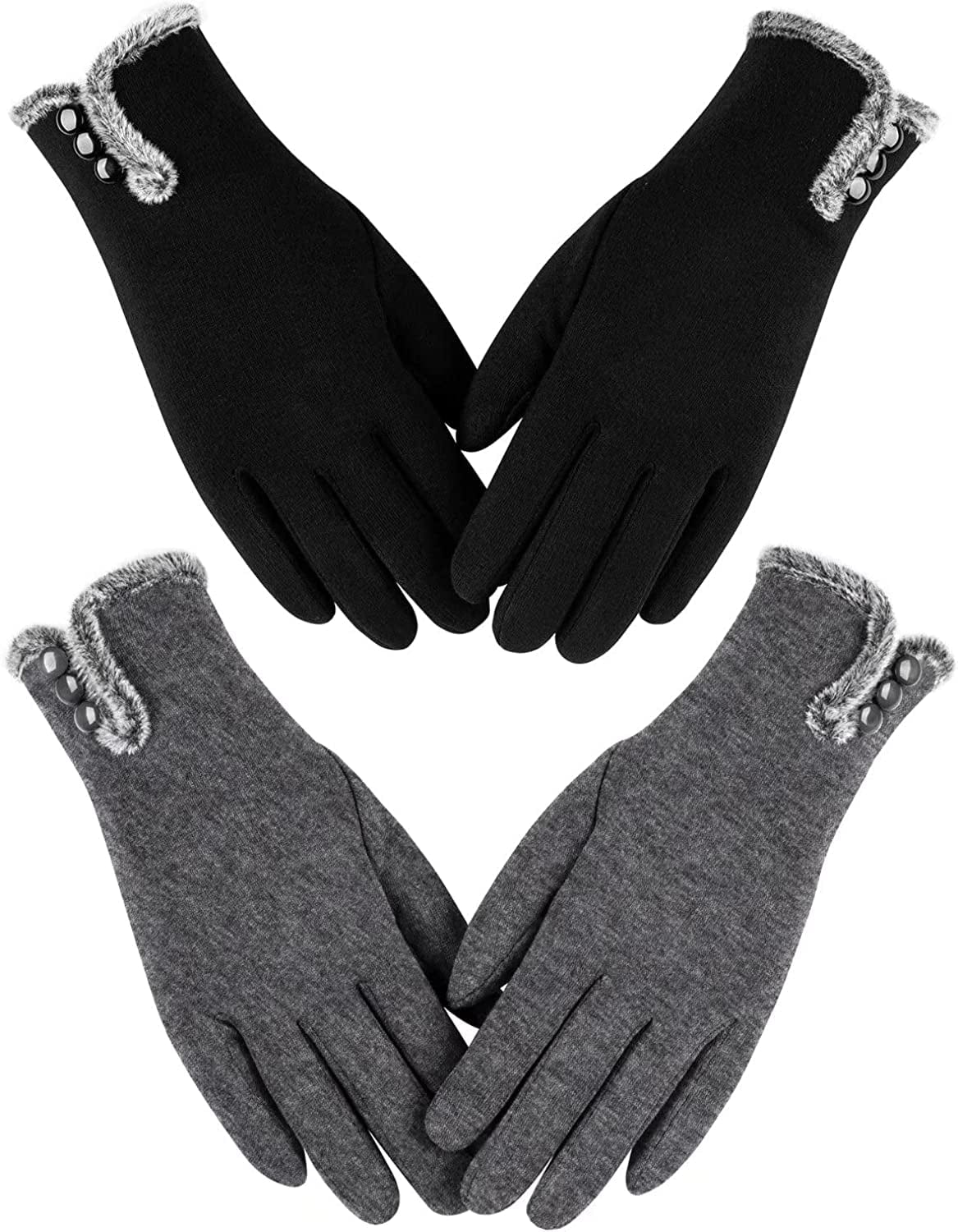 Womens Winter Warm Gloves with Sensitive Touch Screen Texting Fingers, Fleece Lined Windproof Gloves Apparel & Accessories > Clothing Accessories > Gloves & Mittens Alepo Black Dark Gray Medium 