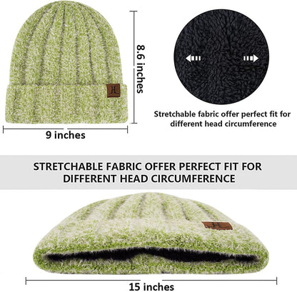Womens Winter Warm Knit Beanie Hat Touchscreen Gloves Long Scarf Set with Fleece Lined Skull Caps Neck Scarves for Women Men Apparel & Accessories > Clothing Accessories > Gloves & Mittens FZ FANTASTIC ZONE   