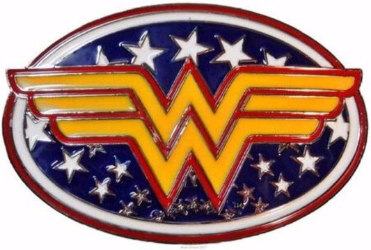 Wonder Woman Logo & Stars Metal/Enamel Belt Buckle Apparel & Accessories > Clothing Accessories > Belts Wonder Woman   