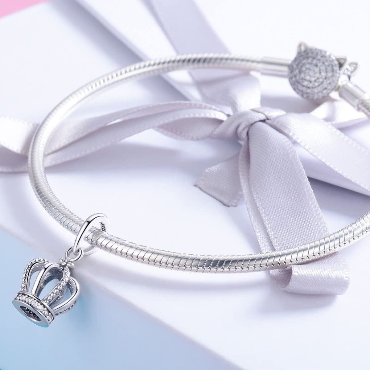 WOSTU 925 Sterling Silver Exquisite Charms Pink Love Heart Bead Charm for Bracelets the Key of Heart Charms Beads for Women Girls… Apparel & Accessories > Jewelry > Bracelets WOSTU   