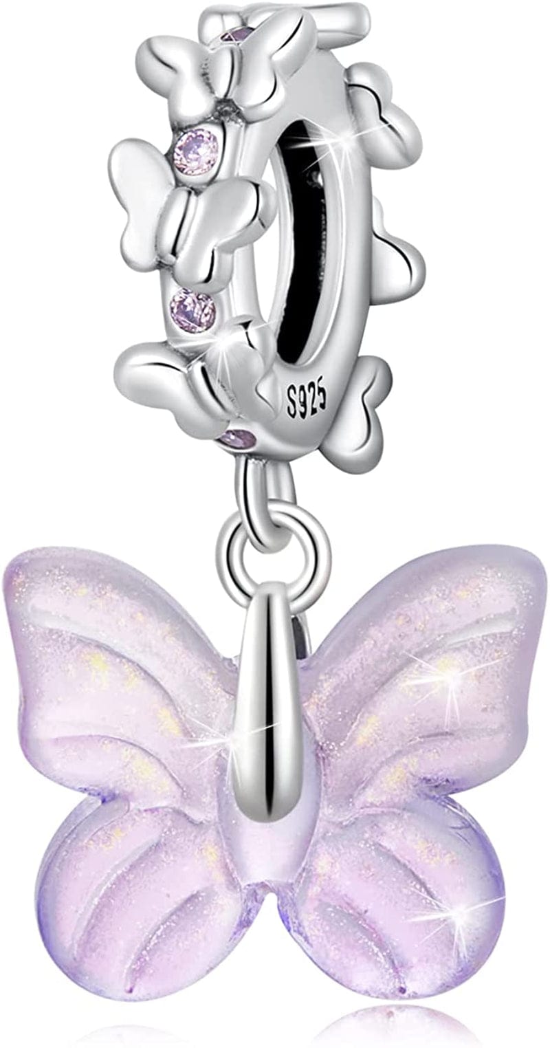 WOSTU 925 Sterling Silver Exquisite Charms Pink Love Heart Bead Charm for Bracelets the Key of Heart Charms Beads for Women Girls… Apparel & Accessories > Jewelry > Bracelets WOSTU Butterfly  