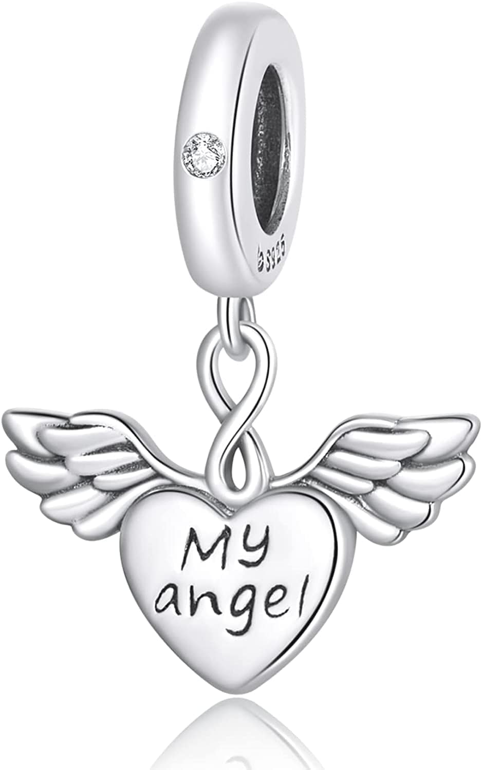 WOSTU 925 Sterling Silver Exquisite Charms Pink Love Heart Bead Charm for Bracelets the Key of Heart Charms Beads for Women Girls… Apparel & Accessories > Jewelry > Bracelets WOSTU Angel Heart  