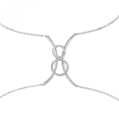 Wriidy Rhinestone Chest Bracket Bra Chain Silver Heart Crystal Body Chains Sparkle Body Jewelry Accessories for Women and Girls (01) Apparel & Accessories > Jewelry > Body Jewelry Wriidy 04  
