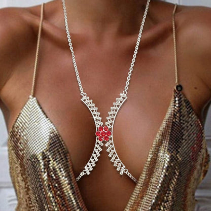 Wriidy Rhinestone Chest Bracket Bra Chain Silver Heart Crystal Body Chains Sparkle Body Jewelry Accessories for Women and Girls (01) Apparel & Accessories > Jewelry > Body Jewelry Wriidy 05  