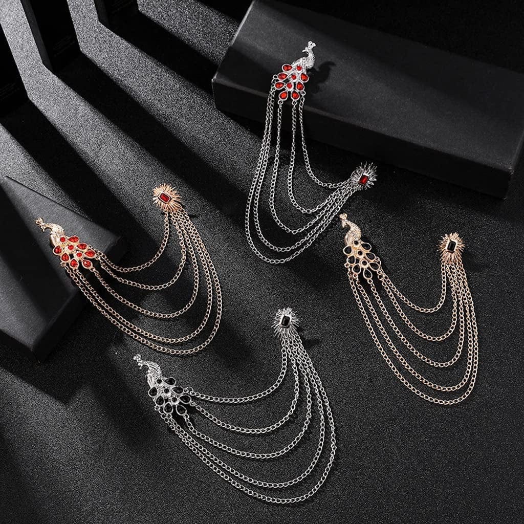 WSJIE Brooches Tassel Chain Lapel Pin Men Suit Shirt Badge Corsagejewelry Gifts for Women (Color : B, Size : One Size)