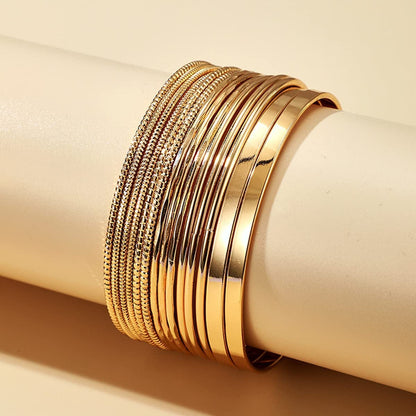 Xerling 14Pcs Gold Boho Indian Multi Bangle Bracelet Set for Teen Girls Punk Chunky Stackable Textured Bracelets for Women Layered Cable Smooth Bracelets Apparel & Accessories > Jewelry > Bracelets Xerling   