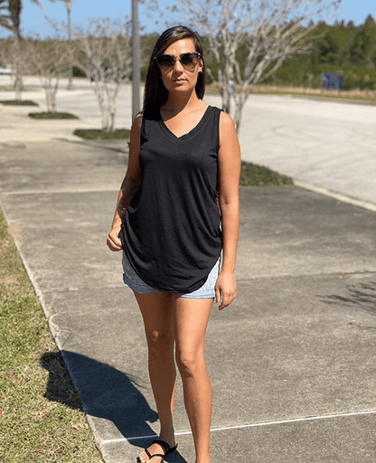 XIEERDUO Womens Tank Tops V Neck Basic Solid Color Casual Flowy Summer Sleeveless Apparel & Accessories > Clothing > Activewear Kylie Max   