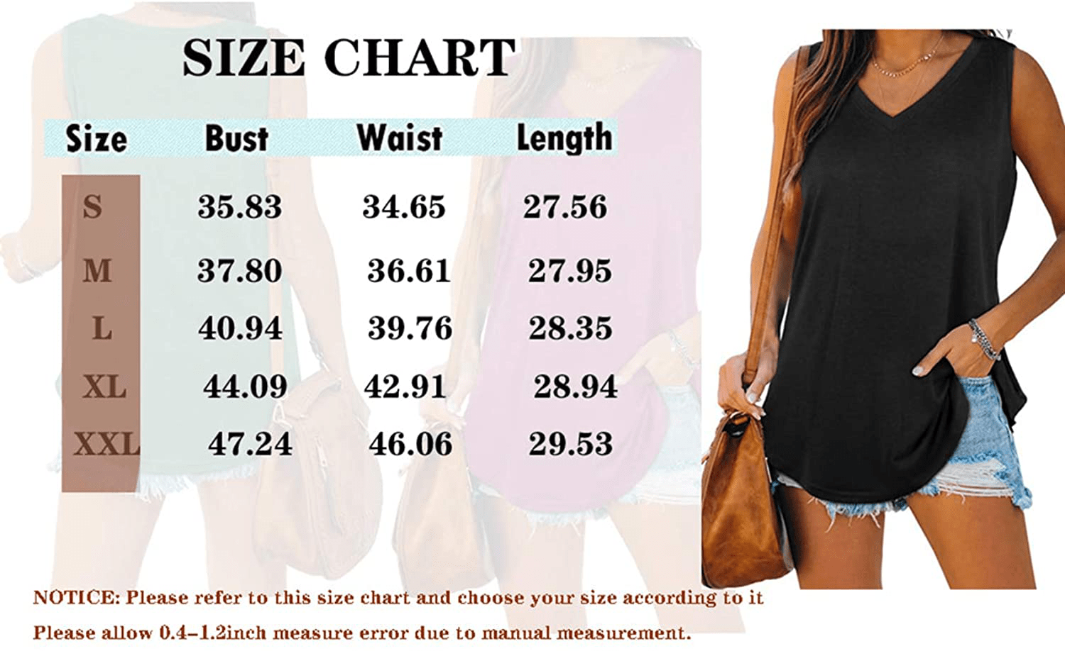 XIEERDUO Womens Tank Tops V Neck Basic Solid Color Casual Flowy Summer Sleeveless Apparel & Accessories > Clothing > Activewear Kylie Max   