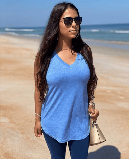 XIEERDUO Womens Tank Tops V Neck Basic Solid Color Casual Flowy Summer Sleeveless Apparel & Accessories > Clothing > Activewear Kylie Max   