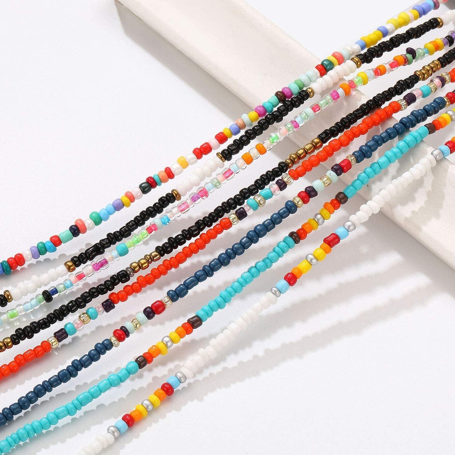 XIJIN 8Pcs Handmade Beaded Anklets for Women Girls Boho Colorful Beads Ankle Bracelets Adjustable Foot Anklet Set Apparel & Accessories > Jewelry > Anklets XIJIN   