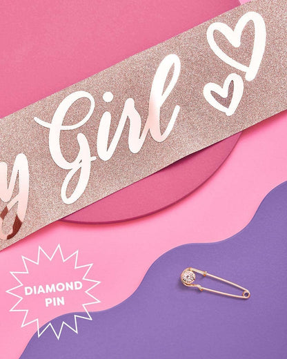 Xo, Fetti Birthday Girl Sash - Rose Gold Glitter + Foil | Birthday Party Decorations - 16Th, 21St, 30Th, 40Th, 50Th, Birthday Queen Apparel & Accessories > Clothing Accessories > Sashes xo, Fetti   