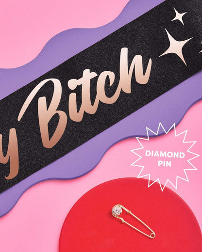 Xo, Fetti Birthday Sash for Women - Black Glitter + Rose Gold Foil | Birthday Decorations - 21St, 30Th, Birthday Girl Apparel & Accessories > Clothing Accessories > Sashes xo, Fetti   