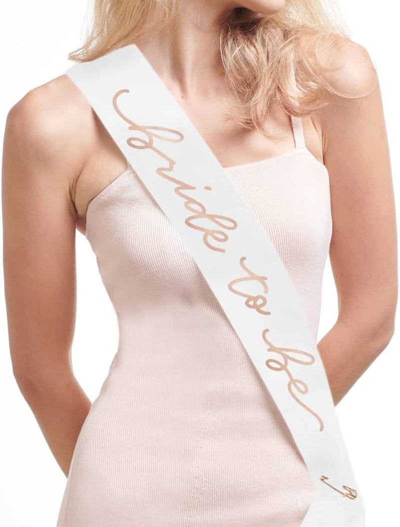 Xo, Fetti Bride to Be Sash | Bachelorette Party Decorations White + Rose Gold, Bridal Shower Gift, Bridesmaid Favors Apparel & Accessories > Clothing Accessories > Sashes xo, Fetti   