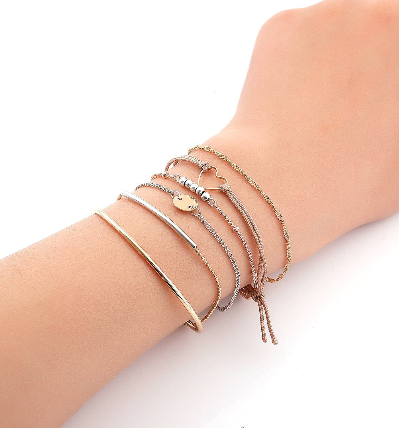 XOCARTIGE Layered Bracelet Set Assorted Beaded Bracelet Multiple Stackable Wrap Bangle Jewelry Adjustable Apparel & Accessories > Jewelry > Bracelets XOCARTIGE   