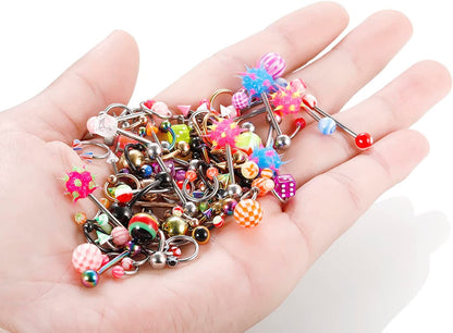 Xpircn 120PCS Piercing Kit Stainless Steel Acrylic 14G 16G Nose Septum Horseshoe Lip Tongue Eyebrow Tragus Belly Tongue Nipple Barbell Rings Piercing Jewelry Kit Tool Apparel & Accessories > Jewelry > Body Jewelry Xpircn   