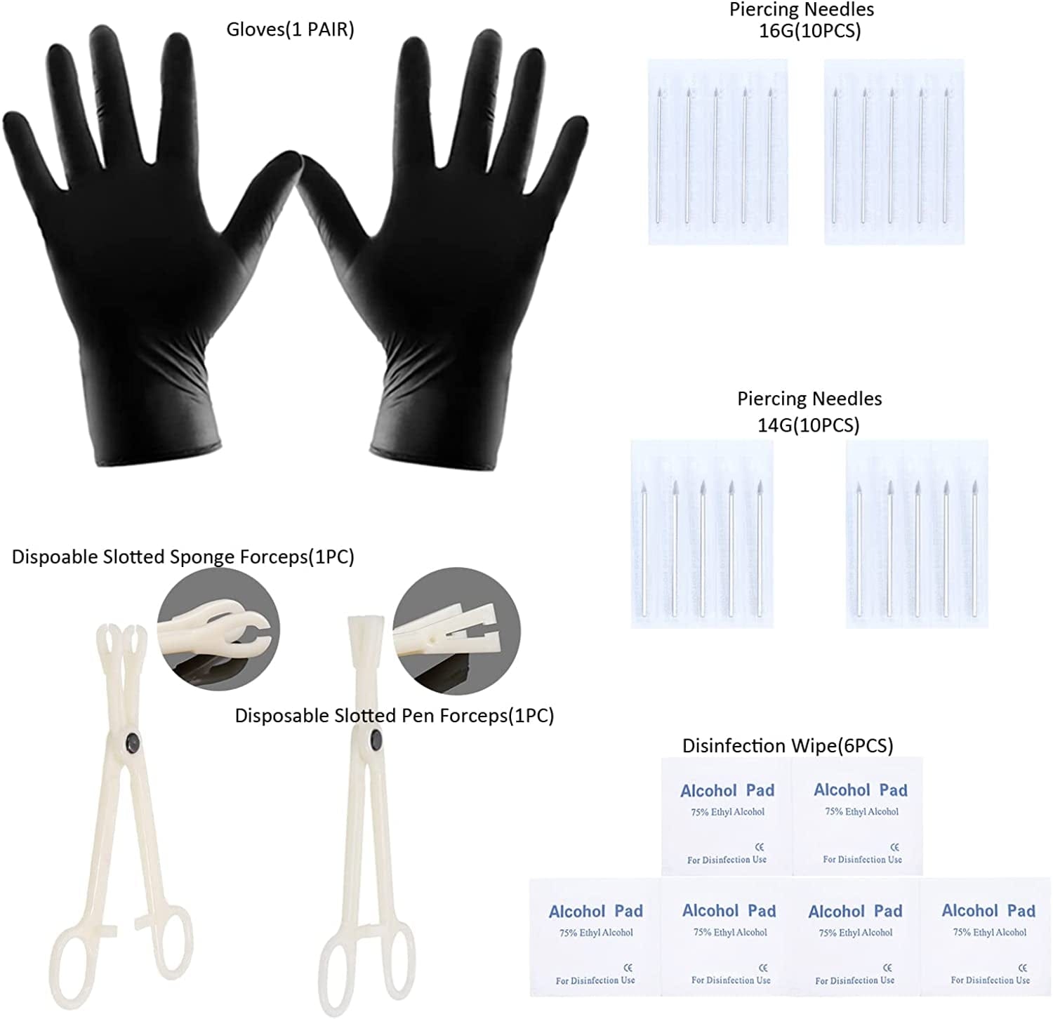 Xpircn 120PCS Piercing Kit Stainless Steel Acrylic 14G 16G Nose Septum Horseshoe Lip Tongue Eyebrow Tragus Belly Tongue Nipple Barbell Rings Piercing Jewelry Kit Tool Apparel & Accessories > Jewelry > Body Jewelry Xpircn   