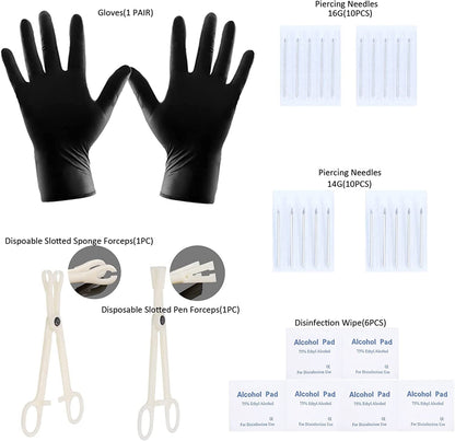 Xpircn 120PCS Piercing Kit Stainless Steel Acrylic 14G 16G Nose Septum Horseshoe Lip Tongue Eyebrow Tragus Belly Tongue Nipple Barbell Rings Piercing Jewelry Kit Tool Apparel & Accessories > Jewelry > Body Jewelry Xpircn   